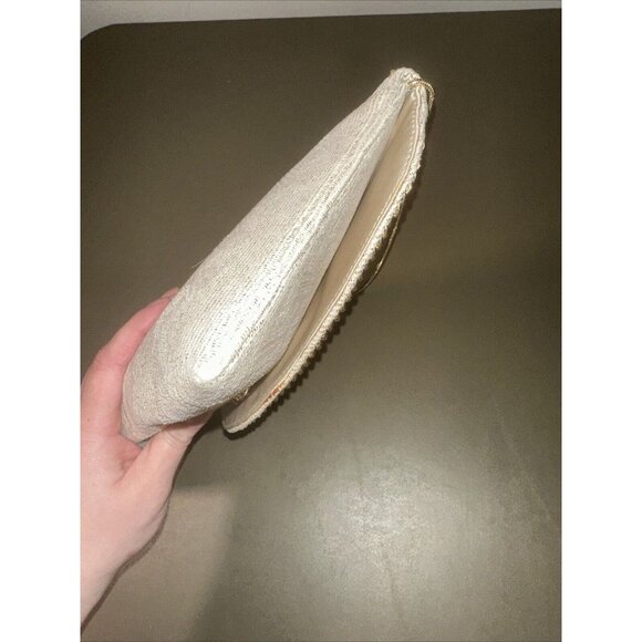 Kate Landry Cream Gold Chain White Jewel Stone Convertible Cocktail Clutch Purse - Picture 5 of 10